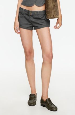 Lioness Afterglow Belted Low Rise Shorts in Moss at Nordstrom, Size X-Small