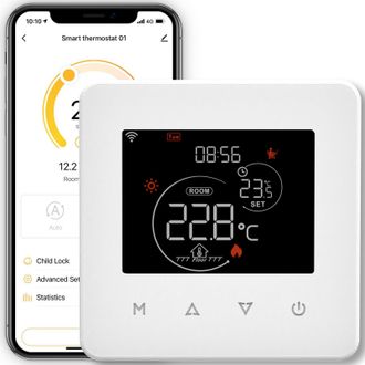 OEM Termostato Inteligente Wifi Para Suelo Radiante, De Agua, Con Calendario Y Mando A Distancia (no Incluye Concentrador), Compatible Con Alexa Y Google 