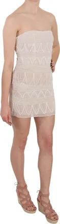 John Richmond Beige Beaded Silk Short Mini Gown Womens Dress