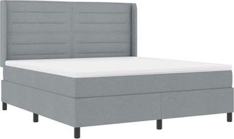 vidaXL Cama Tipo Box Spring Con Colch&oacute;n Gris Claro 180 X 200 Cm Tela Vidaxl