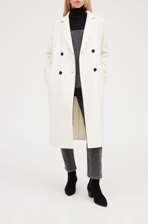 Claudie Pierlot Manteau &eacute;cru droit mi-long