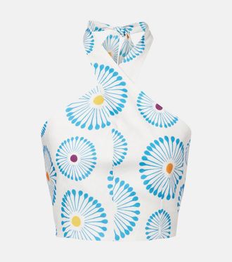 Cala de la Cruz Crop top Ivy de lino floral