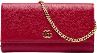 Gucci Pre-owned Wallet On Chain - Dames - Vintage Schoudertas - Rood - ONE Size - Leer - Vintage