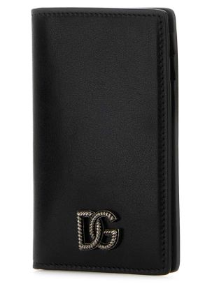 Dolce & Gabbana Mens Black Leather Card Holder Nero Vitello Portafogli Wallet