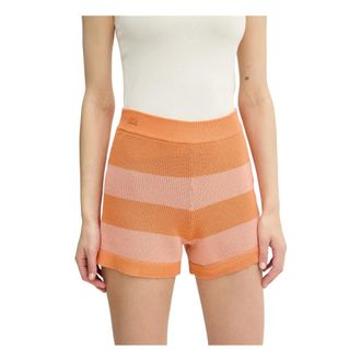 Lacoste Korte Broeken, Dames, Veelkleurig, XS, Katoen, Gestreepte Mesh Gebreide Shorts