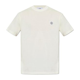 Stone Island T-Shirts, male, Beige, Size: 2XL T-shirt With Logo Patch
