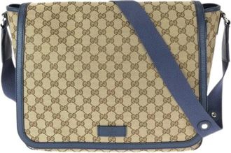 Gucci Pre-owned Cross Body Bags, male, Beige, Size: ONE SIZE Pre-owned GG Canvas Leather Shoulder Bag