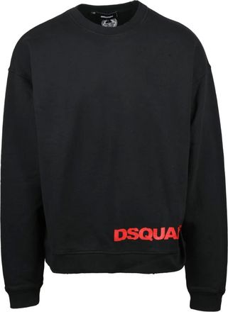 Dsquared2 Hoodies & sweatvesten, Heren, Zwart, L, Katoen, Felpa Girocollo