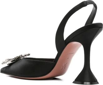 Amina Muaddi Mules Begum con cristalli 95mm - Nero