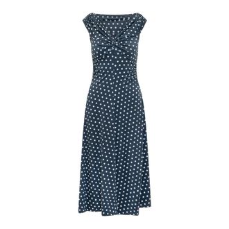 Michael Kors Midi Dresses, female, Blue, Size: XS Polka Dot Stretch Matte-Jersey Dress