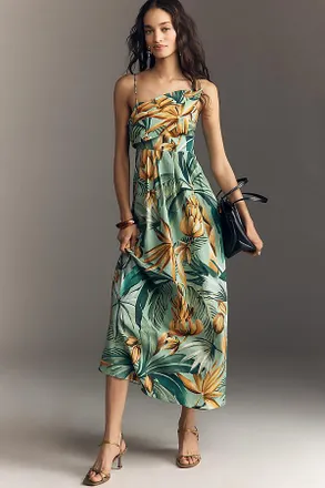 Farm Rio x Anthropologie Asymmetric Linen Blend Dress