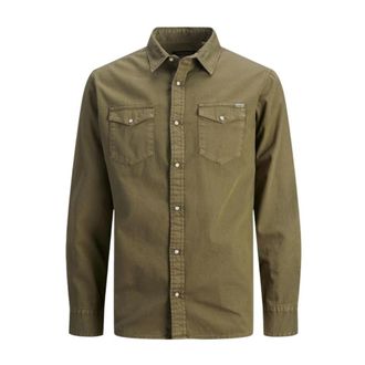 Jack & Jones Stretch Katoenen Overhemd Herfst/Winter Collectie - Heren - Casual Overhemden - Groen - XS - Katoen - Overhemden