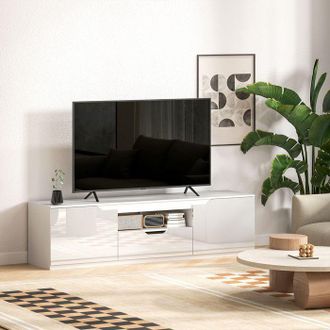OEM Mobile Tv - 160 Cm Bianco Lucido - 2 Porte E 1 Cassetto - Gestione Cavi - Per Tv Fino A 65