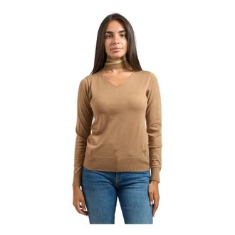 Yes-Zee YES Zee, Truien & Vesten, Dames, Bruin, XL, Kameel Trui Stijlvol ID 1368