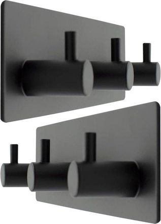 OEM Ganchos Para Toallas - Soporte Para Toallas - Ganchos Autoadhesivos - No Requiere Taladro - Apto Para Ba&ntilde;os Y Cocinas - Negro - 2 Unidades