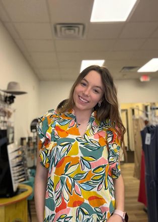 THML Clothing Flutter Sleeve Top In Green Multi