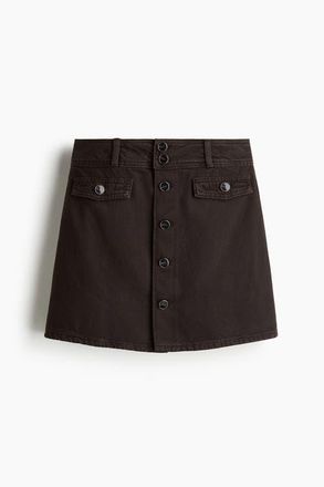 H&M A-line Denim Mini Skirt in Dark Brown at Nordstrom, Size 10