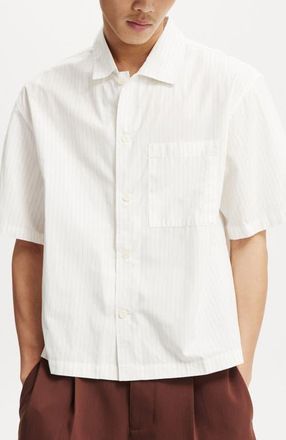 Cotton On Mens Ventura Short Sleeve Shirt in Off White Stripe at Nordstrom, Size Xx-Large