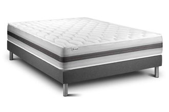VITALIT Somier gris + colch&oacute;n con muelles y viscoel&aacute;stica 150 x 190