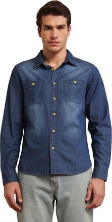 Members Only Mens Denim Shirt in Dark Indigo at Nordstrom, Size Xx-Large