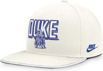 Nike Duke Legacy Letter & Mascot Pro Nike Mens Dri-FIT College Adjustable Hat in White | NC120G9GDUV-207