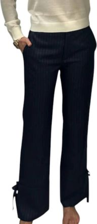 WE-AR4 Cigarette Denim Stripe Trouser In Navy