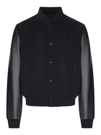 Celine VARSITY CLOTH BOMBER JACKET WITH LEATHER SLEEVES - Celine - Man
