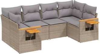 vidaXL Vidaxl - Juego De Sof&aacute;s Jard&iacute;n Con Cojines 6 Pzas Rat&aacute;n Sint&eacute;tico Beige