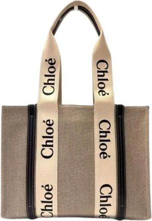 Chlo&eacute; Pre-owned Tote Bags, female, Beige, Size: ONE SIZE Pre-owned Canvas Shoulder Bag
