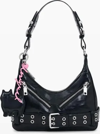 Desigual Borsa nera con ciondoli e fibbia-Nero