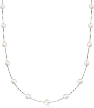 Ross-Simons 6-6.5mm Cultured Pearl Station Necklace in Sterling Silver