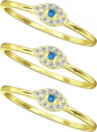 Macys Womens Cubic Zirconia Evil Eye Trio Stack Ring In Gold