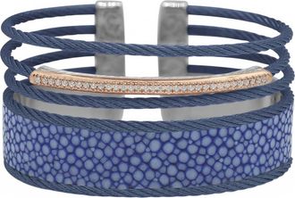 Al&oacute;r Womens Multi Strand Cuff Bangle In Blueberry & Rose