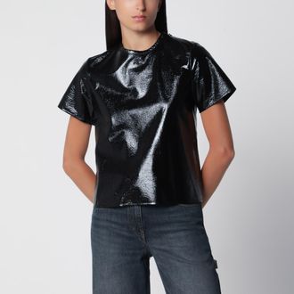 Courr&egrave;ges Black Vinyl Straight Top