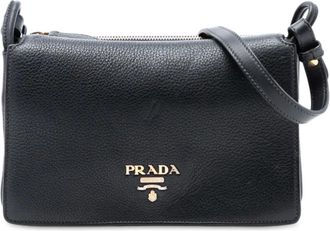Prada 2000-2025 Vitello Daino Flap crossbody bag - Nero