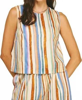 Pinch Design Stripe Top With Button In Yellow Multi