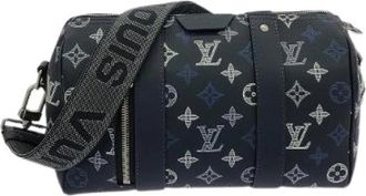 Louis Vuitton Pre-owned Monogram Shadow City Keepall Boston Bag - Heren - Vintage Weekendtas - Blauw - ONE Size - Leer - Vintage