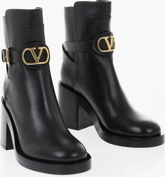 Valentino Stivaletti in Pelle con Cinturino Logato alla Caviglia 9cm Valentino