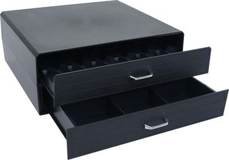 Hhg [nunca Usado] Caja Con Cajones Para C&aacute;psulas De Caf&eacute; Hhg-817, Caja De Almacenamiento Con 2 Cajones, 14 X 34 X 33 Cm, Negro