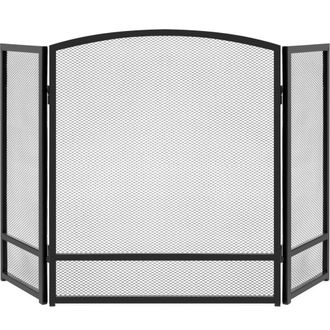 Best Choice Products 47.5x27.25in 3-Panel Steel Mesh Fireplace Screen, Spark Guard w/ Rustic Worn Finish