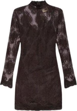 Aniye By Vestido Mini de Encaje con Cuello Alto - Dresses - Mujer - Marr&oacute;n - M