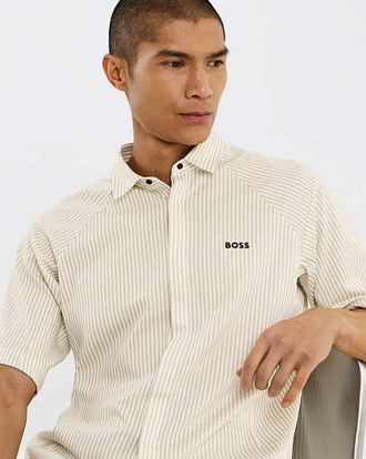HUGO BOSS Stretch Stripe Shirt - Light Beige