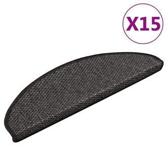 vidaXL Tappeti Autoadesivi Scale Aspetto Sisal 15pz 65x21x4 Antracite Vidaxl