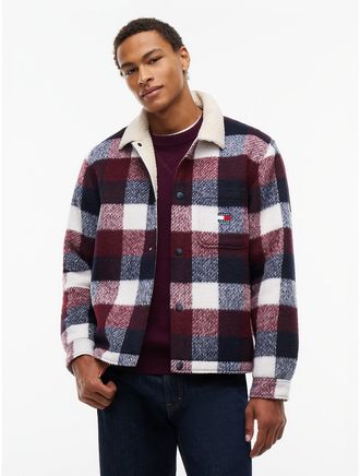 Tommy Hilfiger Mens Tommy Jeans Brushed Check Shirt Jacket - Dark Blue - XXL