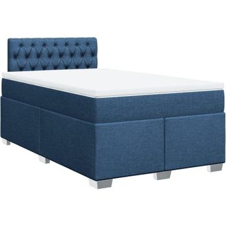 vidaXL Cama Box Spring Con Colch&oacute;n Tela Azul 120x190 Cm Vidaxl