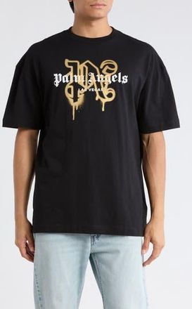 Palm Angels Logo Graphic Cotton T-Shirt in Black Gold at Nordstrom Rack, Size Xx-Small
