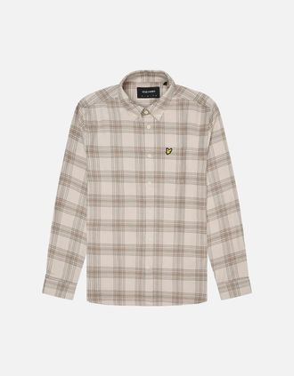 Lyle & Scott Mens Lyle And Scott Tonal Check Flannel Shirt Light Mist/heritage Taupe - Light Mist Heratage Taupe - Size: 38/Regular