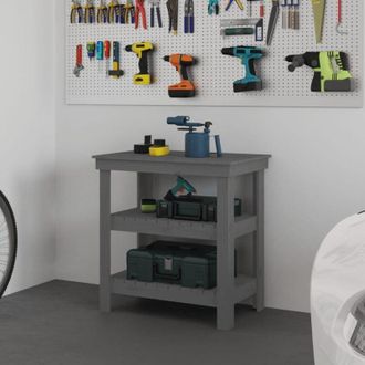 vidaXL Vidaxl - Banco da Lavoro Grigio 78,5x50x80 cm in Legno Massello di Pino