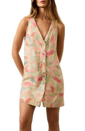 Faherty Alston Button Front Linen Dress in Watercolor Palms at Nordstrom Rack, Size Xx-Small
