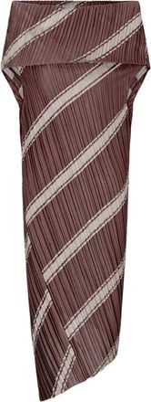 Giorgio Armani Abito midi plissettato a righe - Marrone